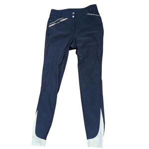 LAURIA GARRELLI NAVY FULL SEAT RIDING BREECHES CRYSTAL ACCENT EQUESTRIAN US 26